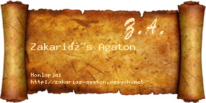 Zakariás Agaton névjegykártya